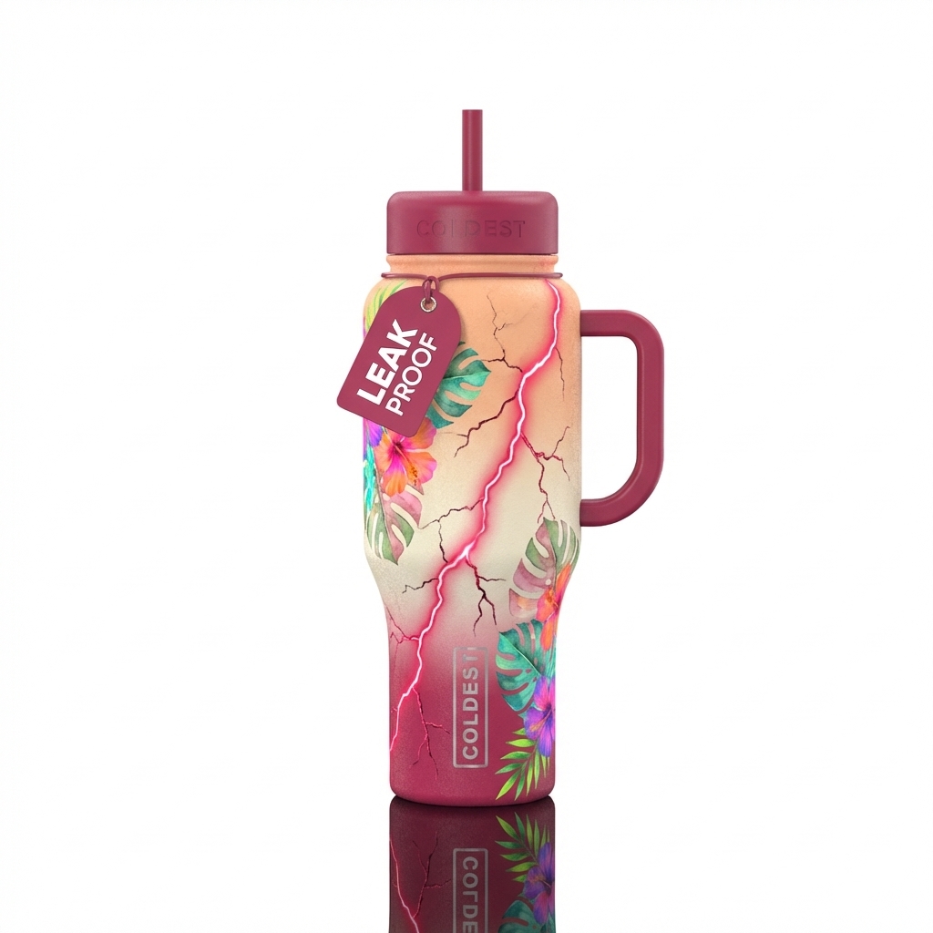 Concrete and rushed stonewuth cracks on entire bot... water bottle design