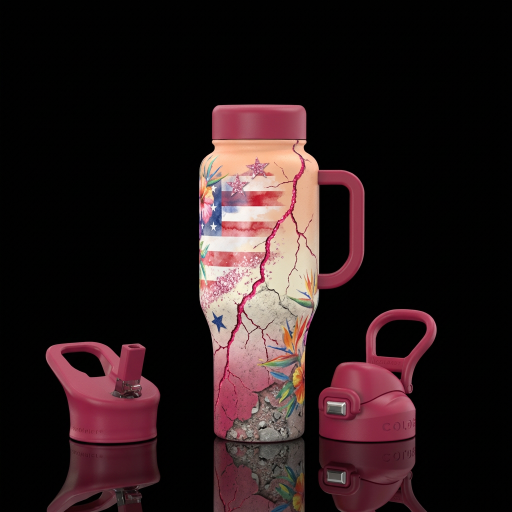Concrete and rushed stonewuth cracks on entire bot... water bottle design