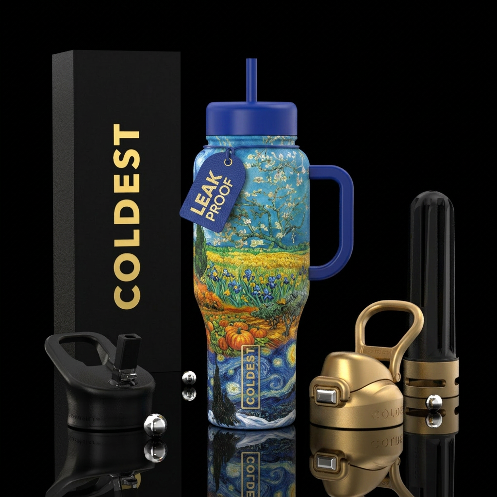 . Vincent vangouh inspired art  technique changing... water bottle design