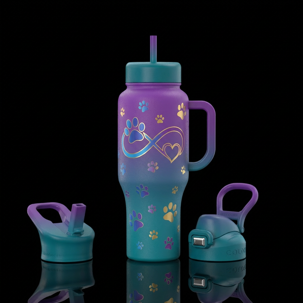 matte dip dye, infinity symbol running through a p... water bottle design