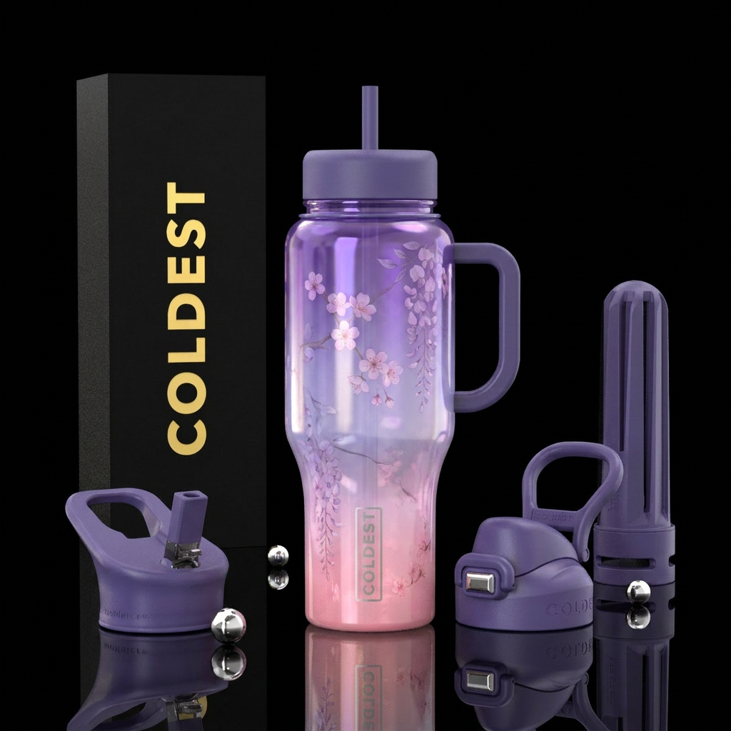 purple, lavender, cherry, pink, opalescent dip dye... water bottle design