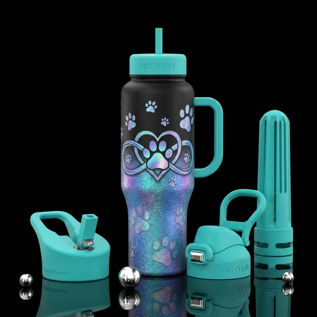 matte dip dye, infinity symbol running through a p... water bottle design