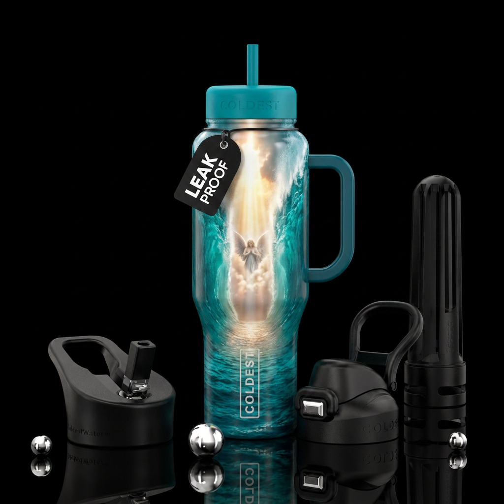 Ocean water separating , Bright ray of light shini... water bottle design