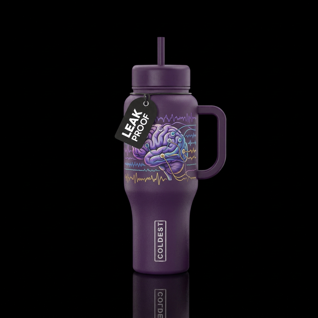Epilepsy Awareness, Brain, EEG electrodes, EEG Bra... water bottle design