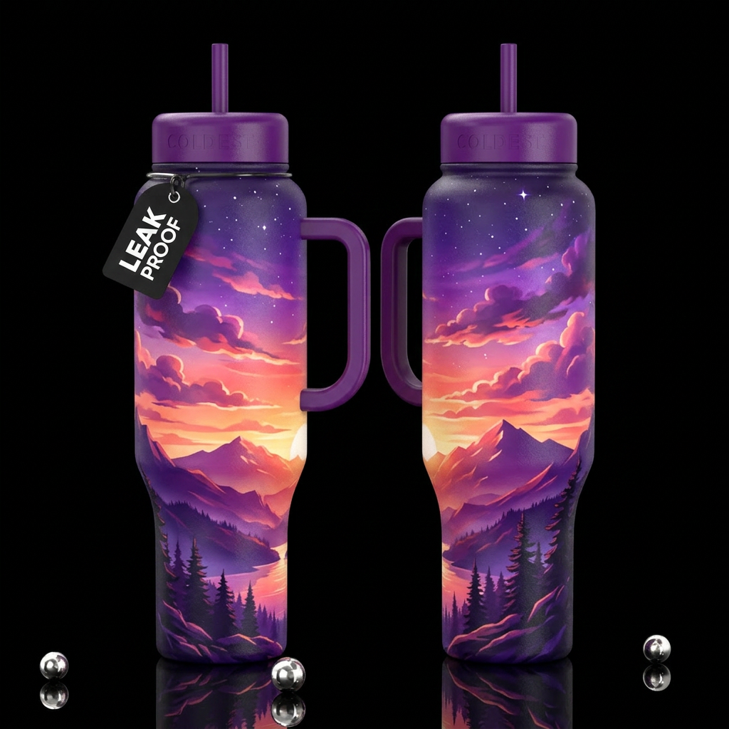 Purple Mountains Majesty water bottle design