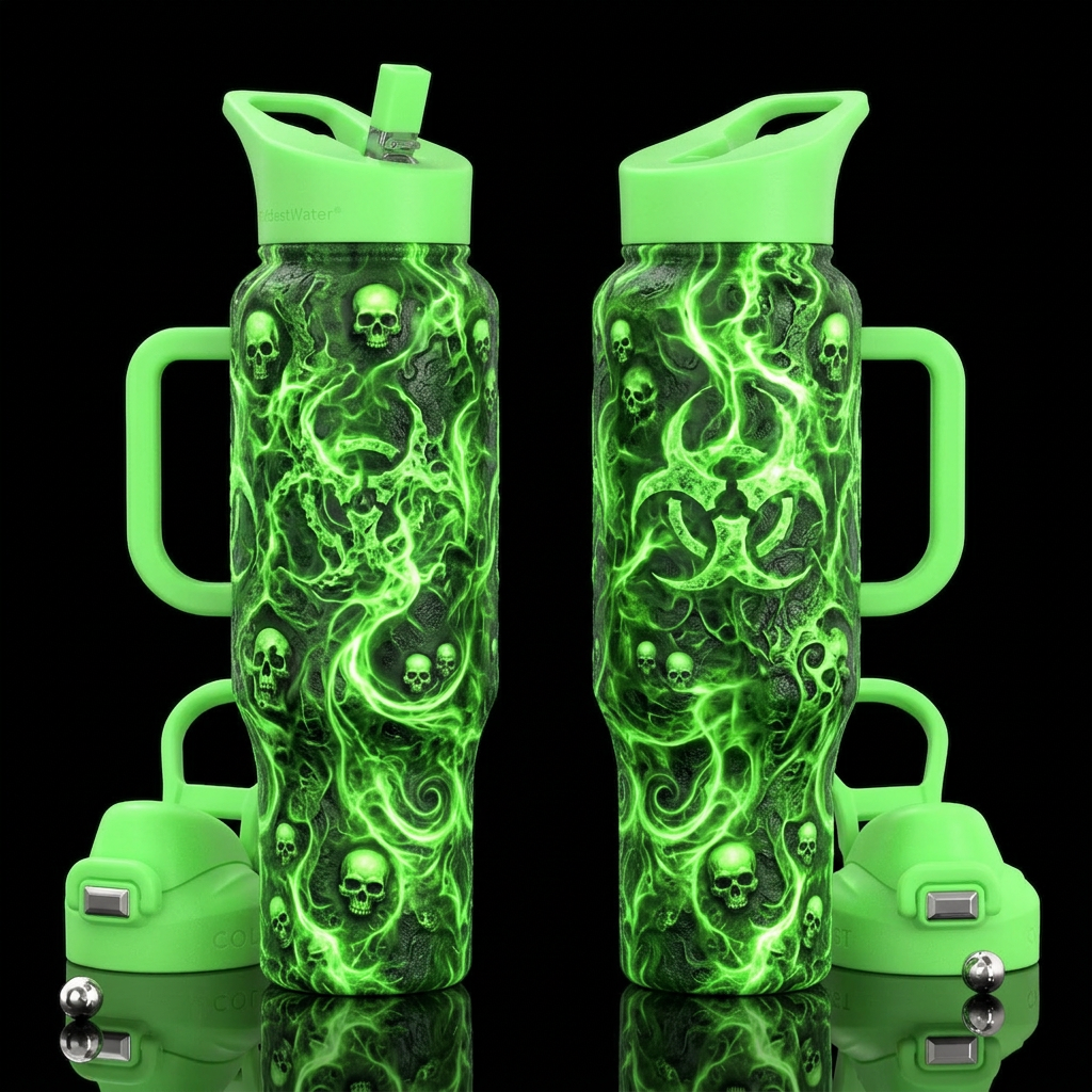 Toxic Skulls water bottle design