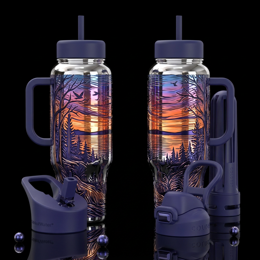 Reflective Sunset water bottle design