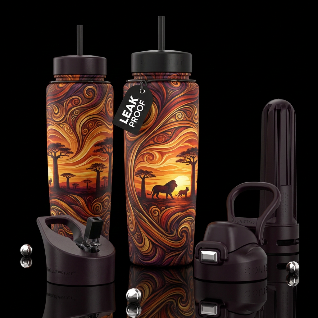 African Art at Sunset water bottle design