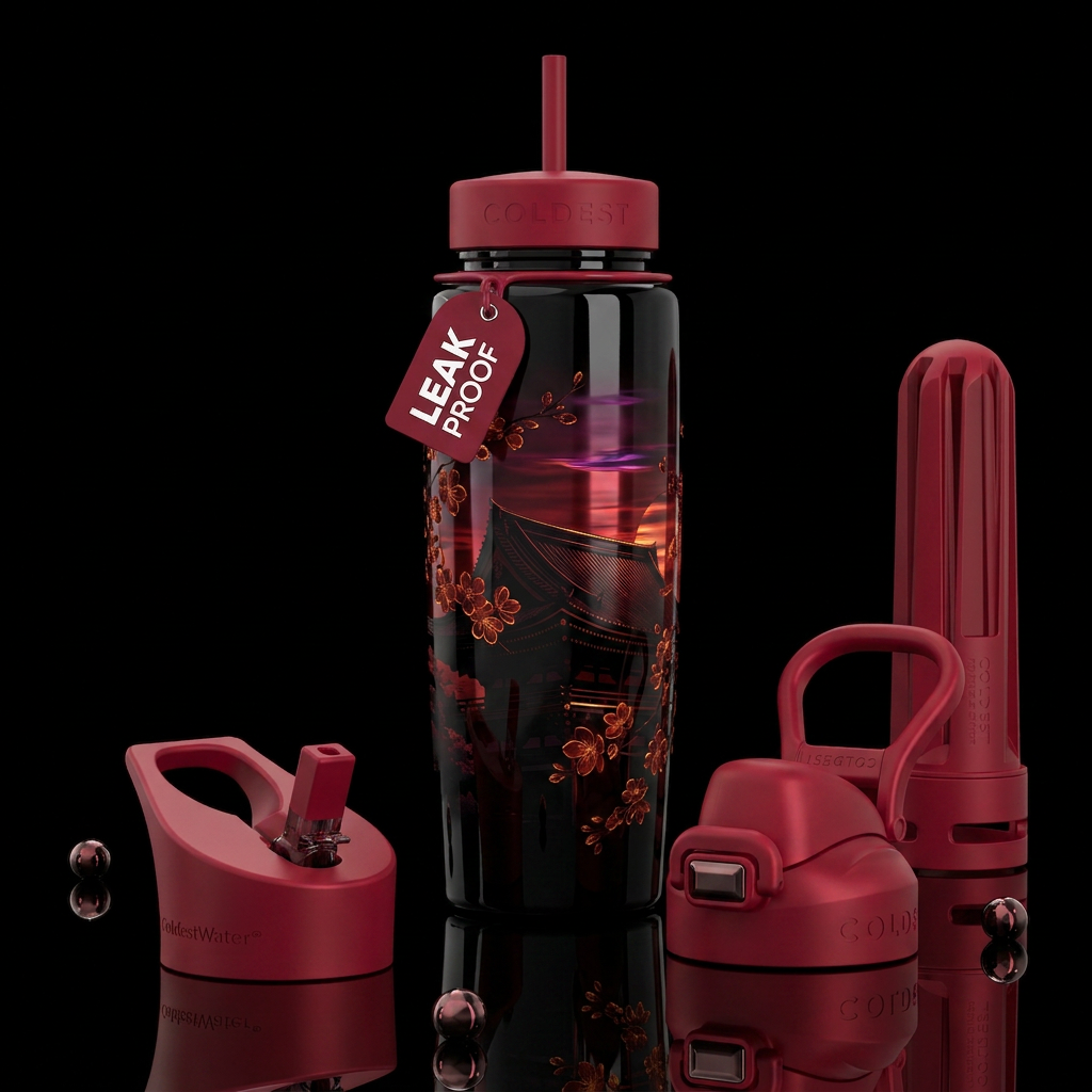 Red Sunset water bottle design