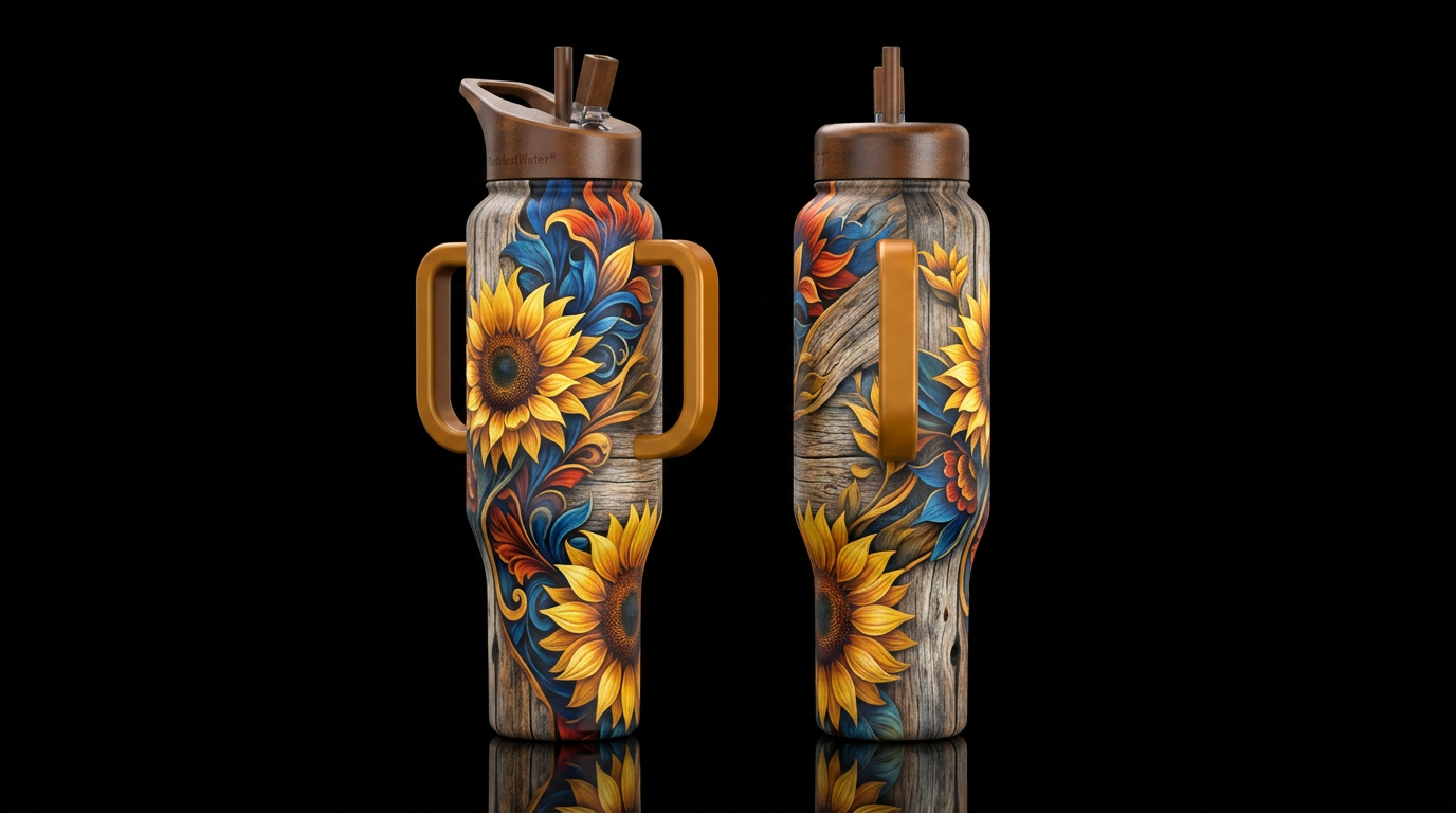 Country Sunflowers water bottle design
