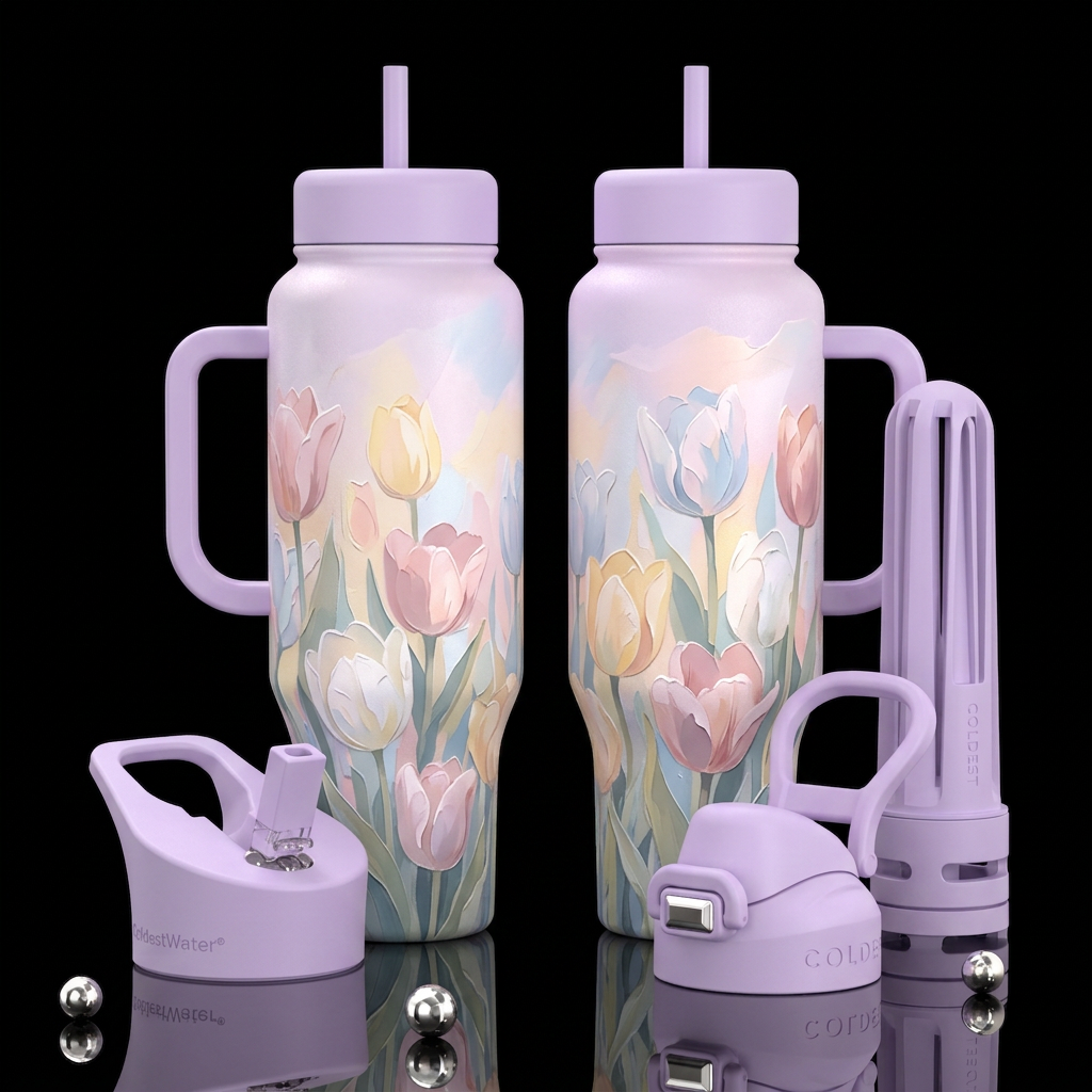Pastel Petals water bottle design
