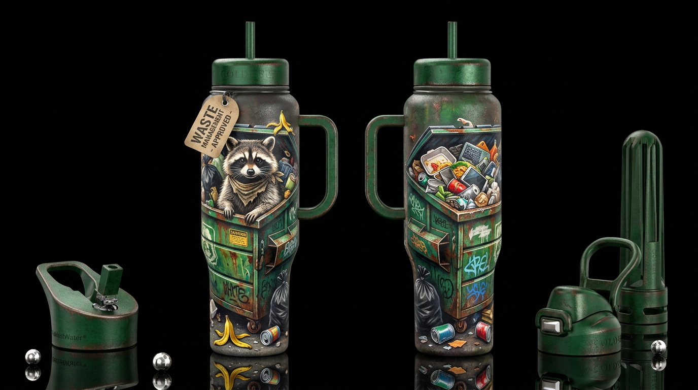 Trash Panda water bottle design