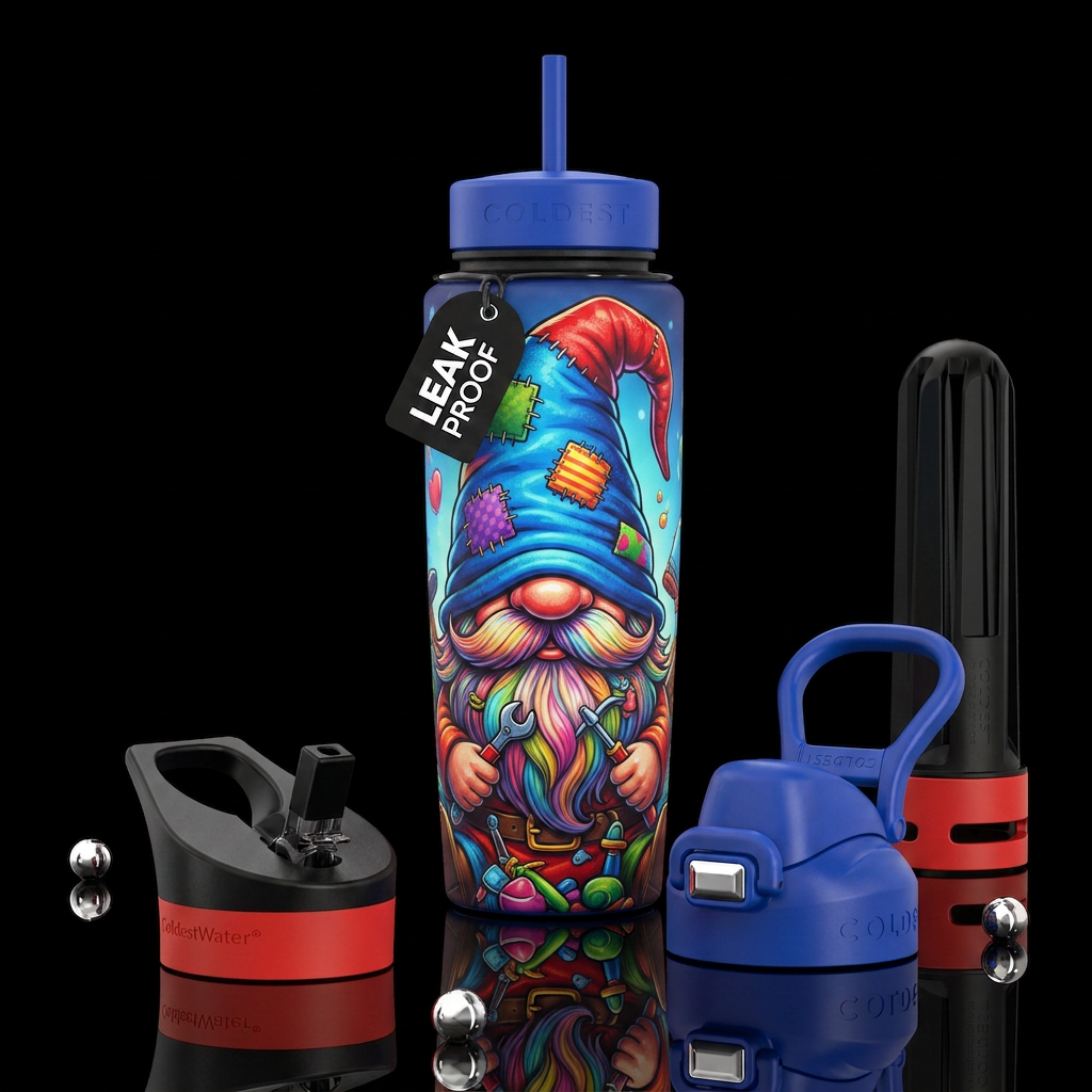 Fix-It Gnome water bottle design