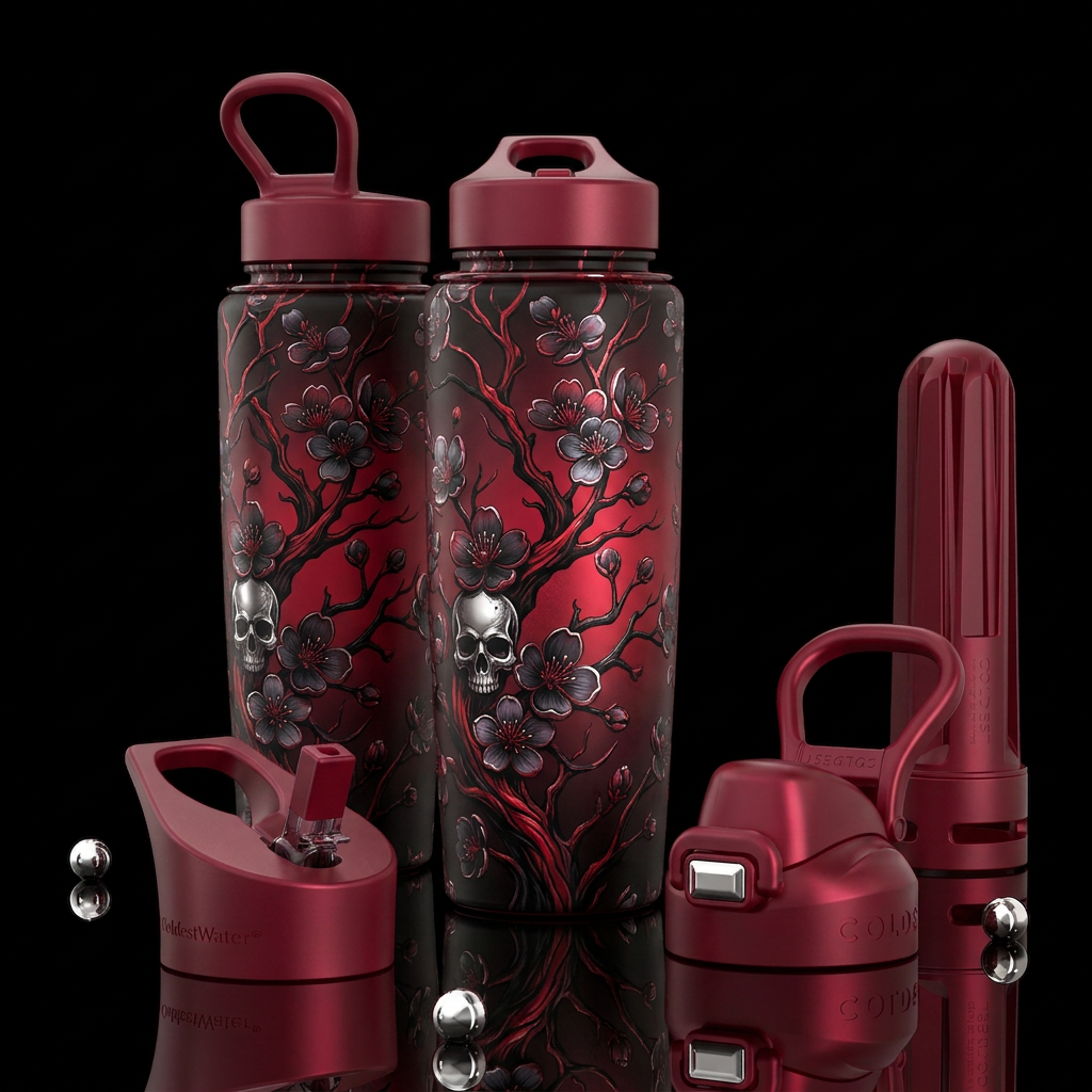 Gothic Blossoms water bottle design