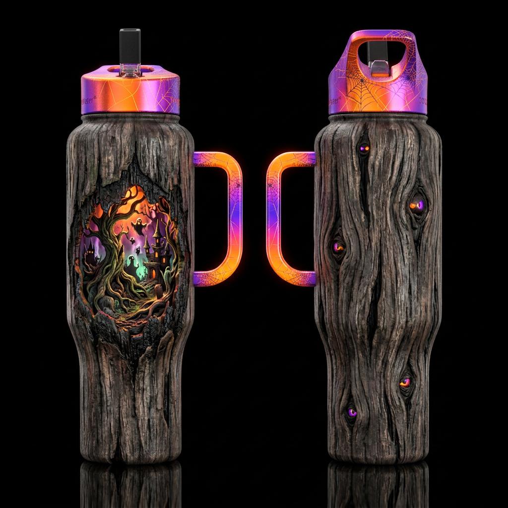 Spooks-A-Glow water bottle design