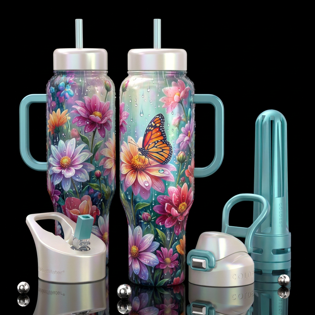 Color in the Rain water bottle design