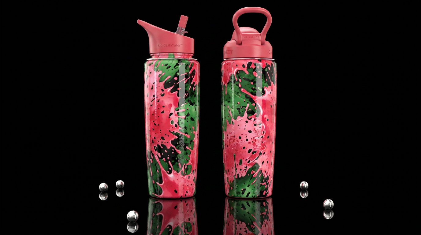 please show both the front and back of the bottle,... water bottle design