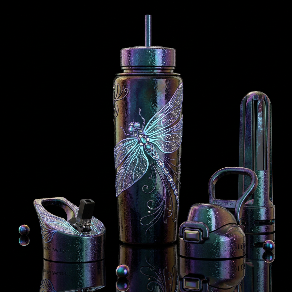 please show both the front and back of the bottle,... water bottle design