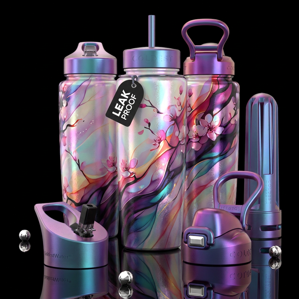 please show both the front and back of the bottle,... water bottle design