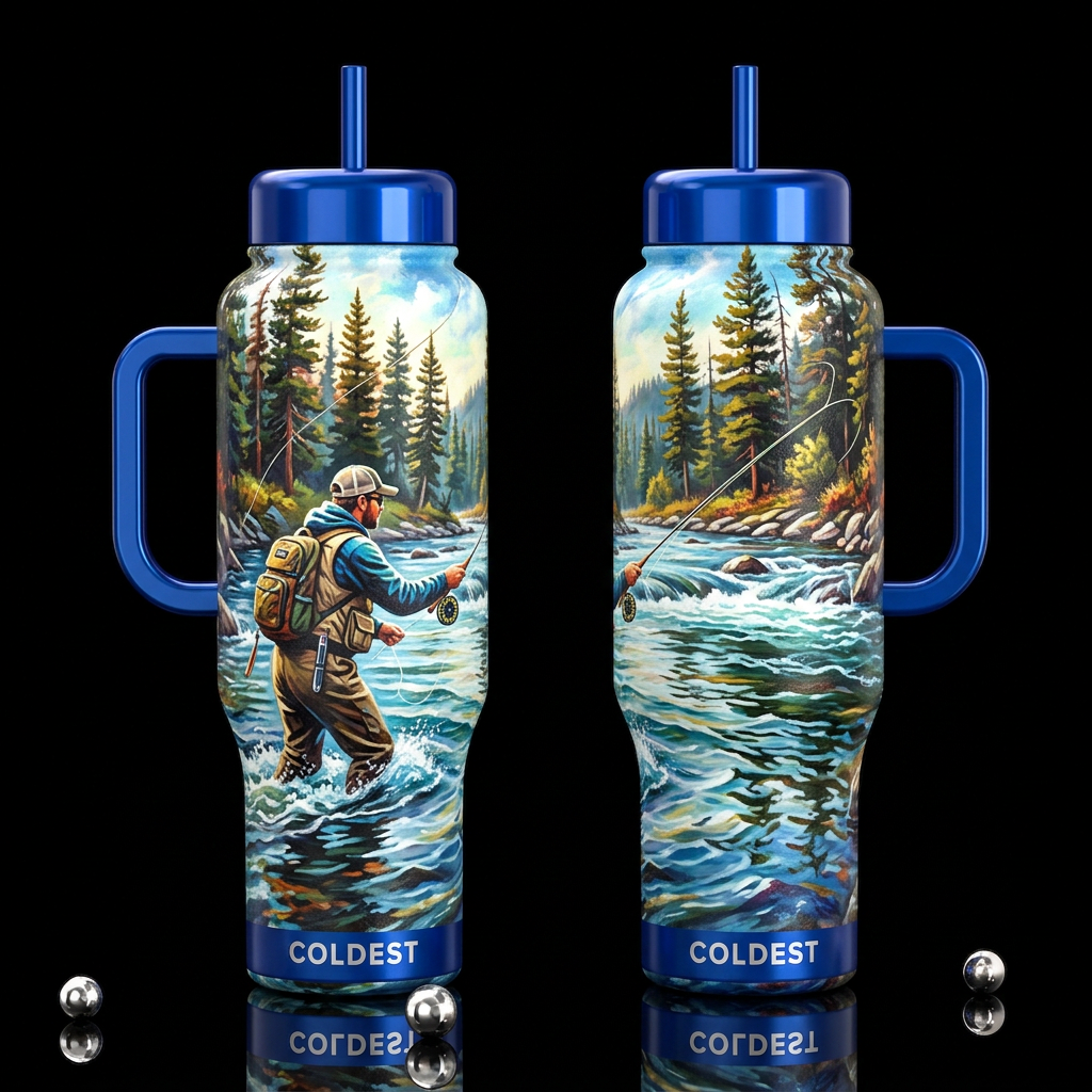 Fly Fishing the Stream water bottle design
