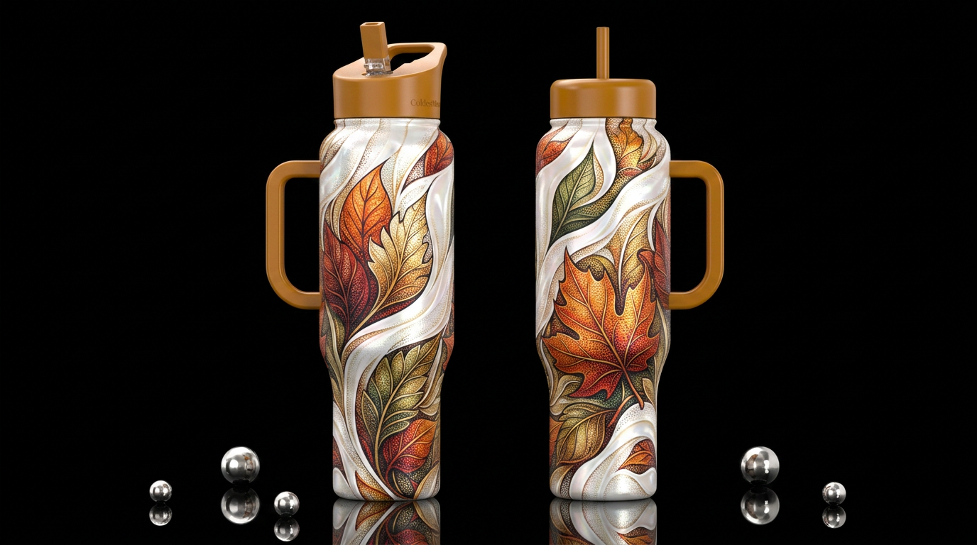 Flowing into Fall water bottle design