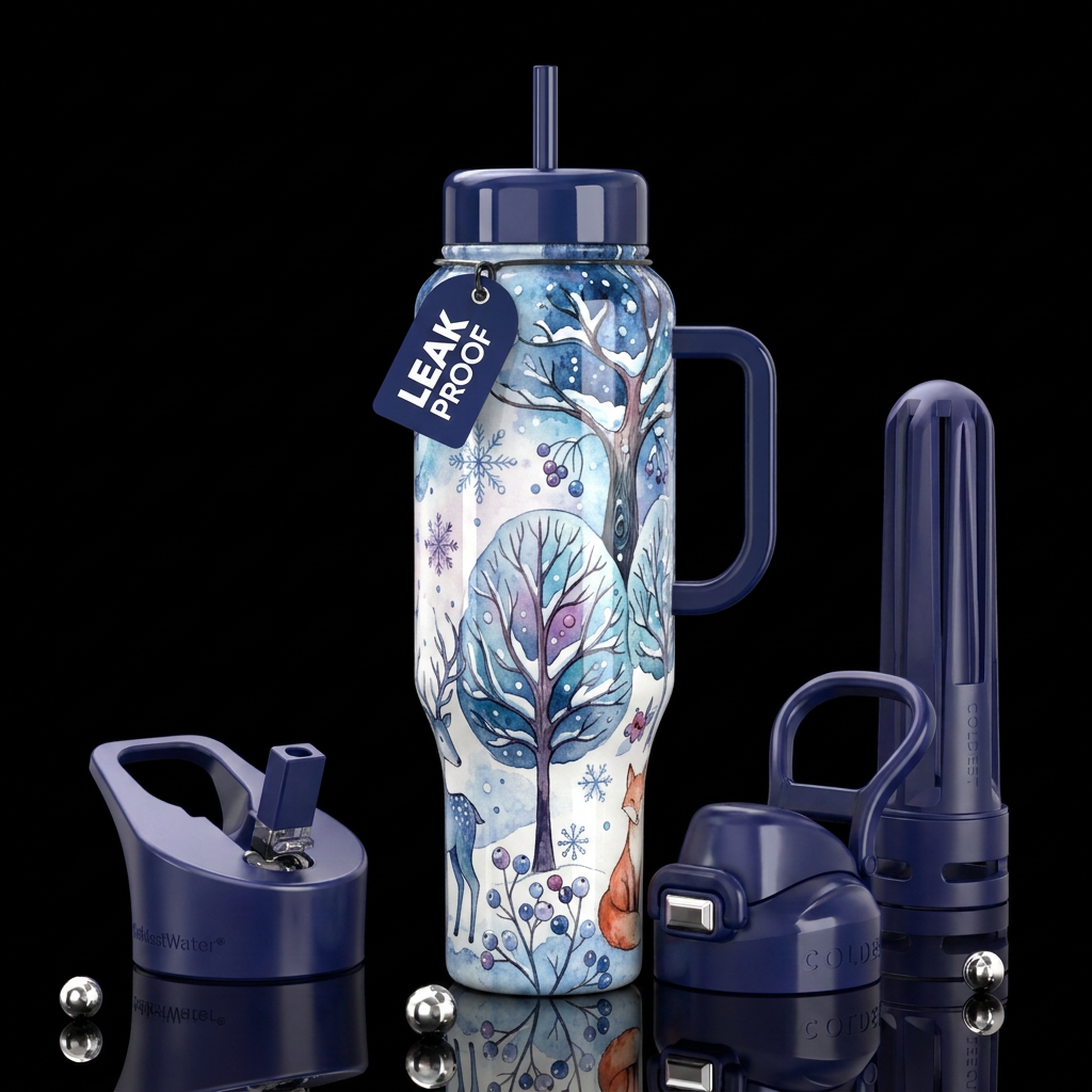 Storybook Winter Wonderland water bottle design