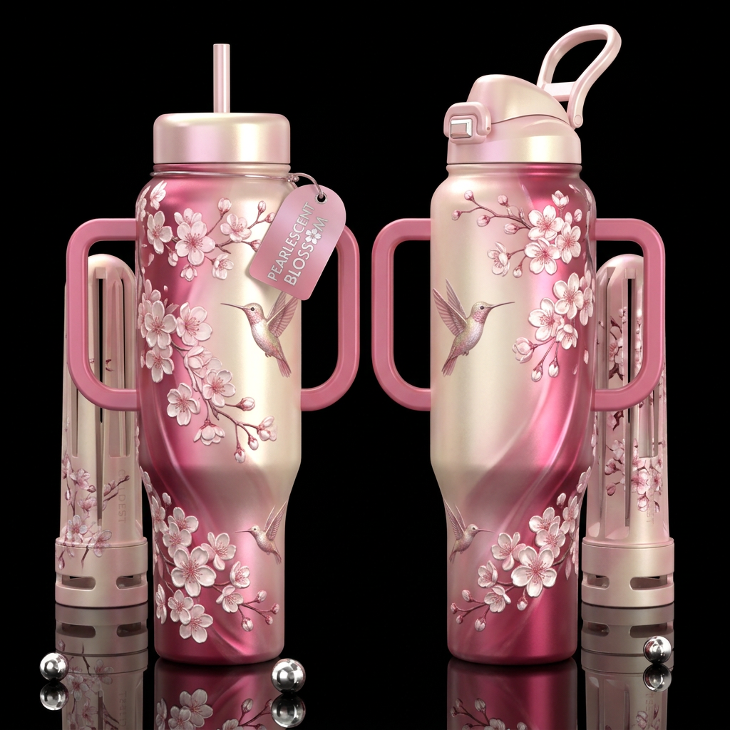 Hummingbird Blush water bottle design