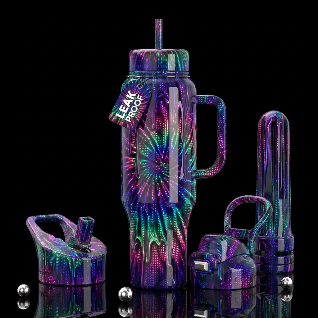 Lit Tye-Dye water bottle design