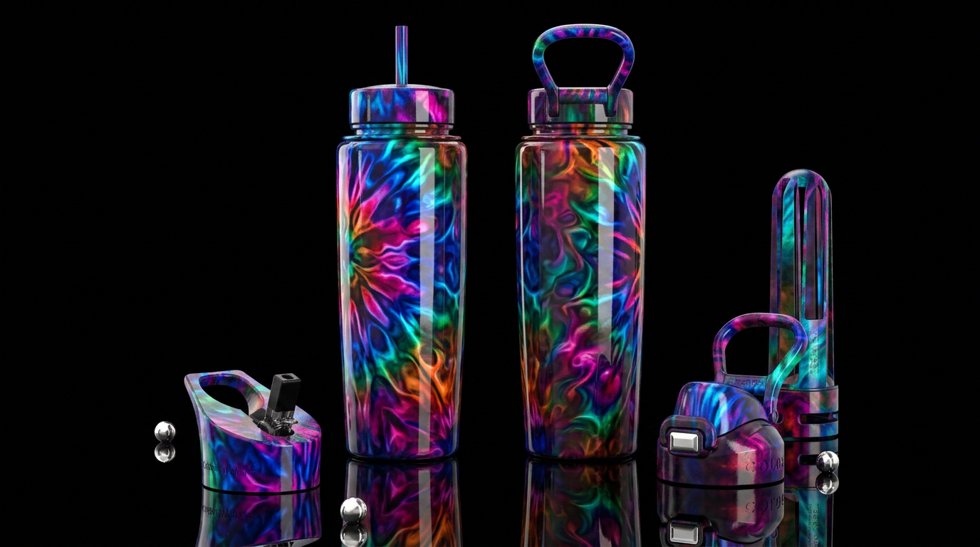 Liquid Tye-Dye water bottle design