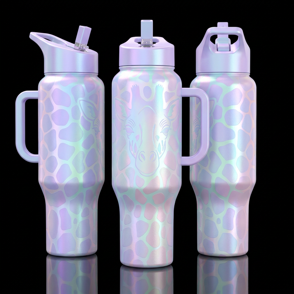 Pastel Giraffe water bottle design
