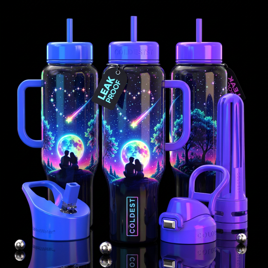 Glowie Romantic Getaway water bottle design