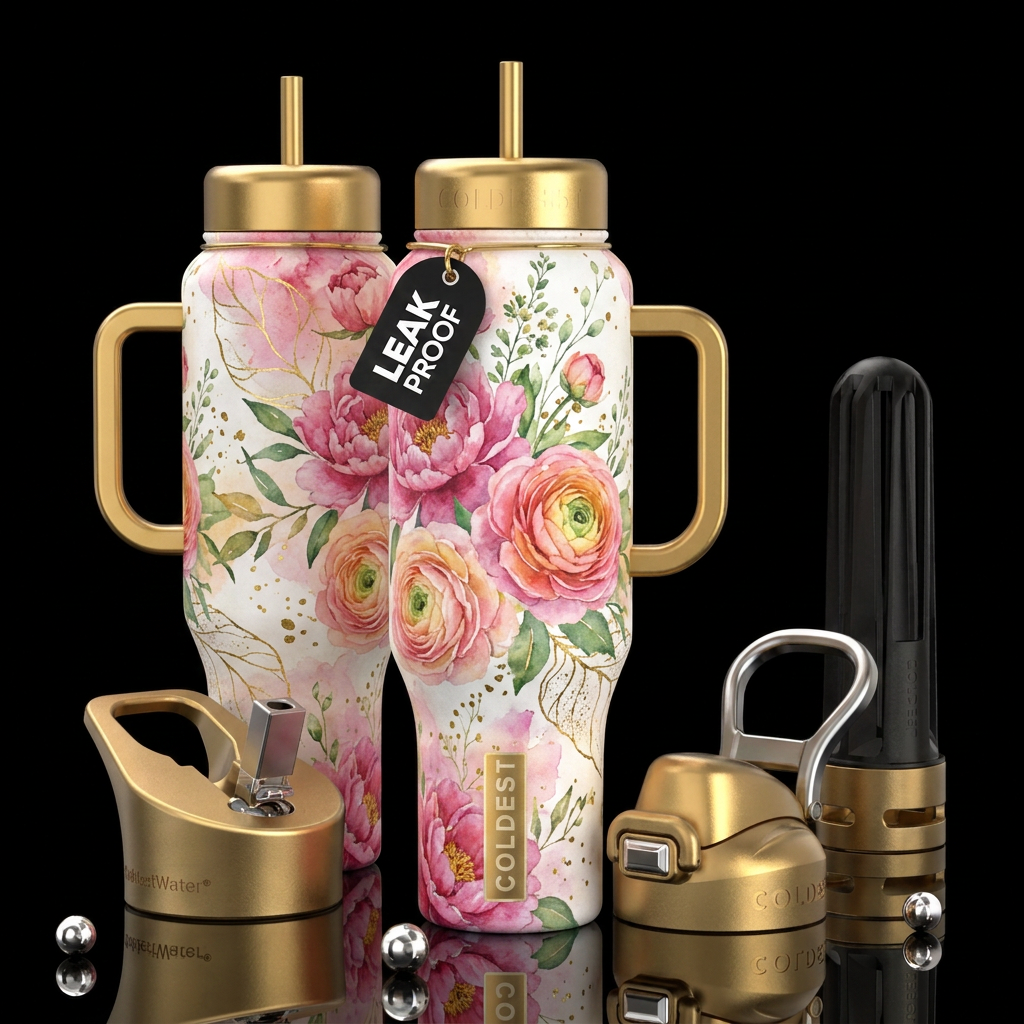 Gold Bloom water bottle design