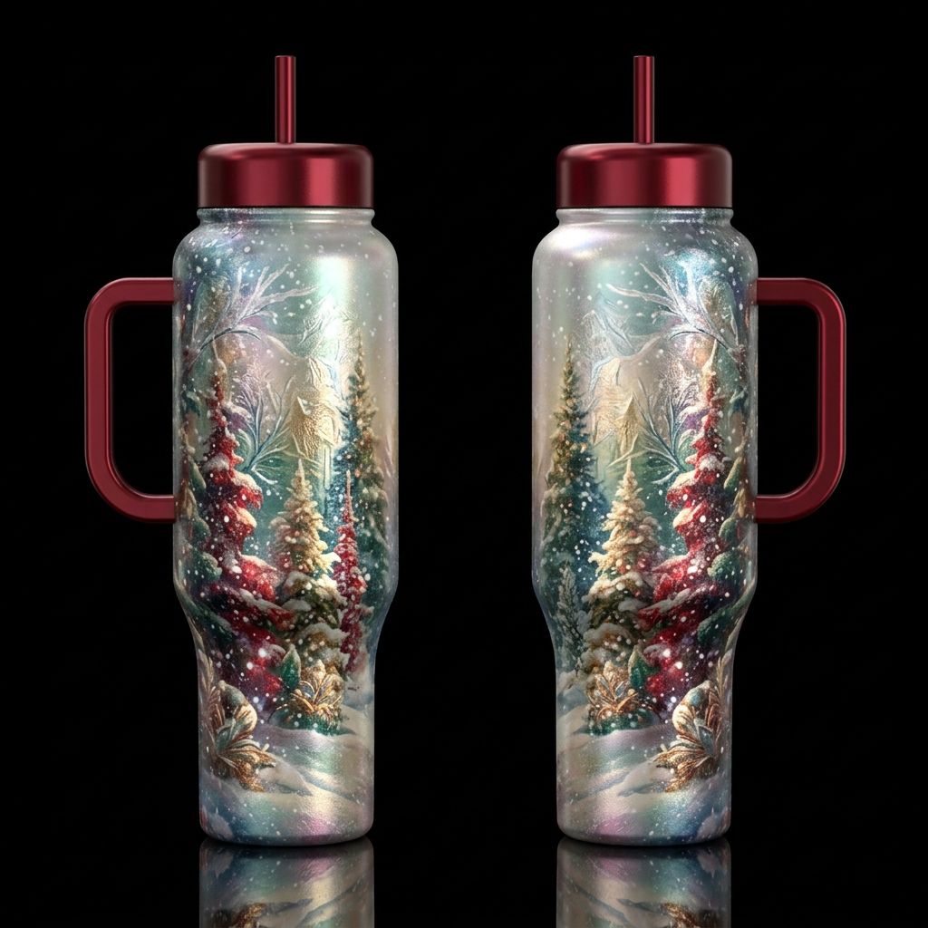 Beautiful Christmas Tidings water bottle design