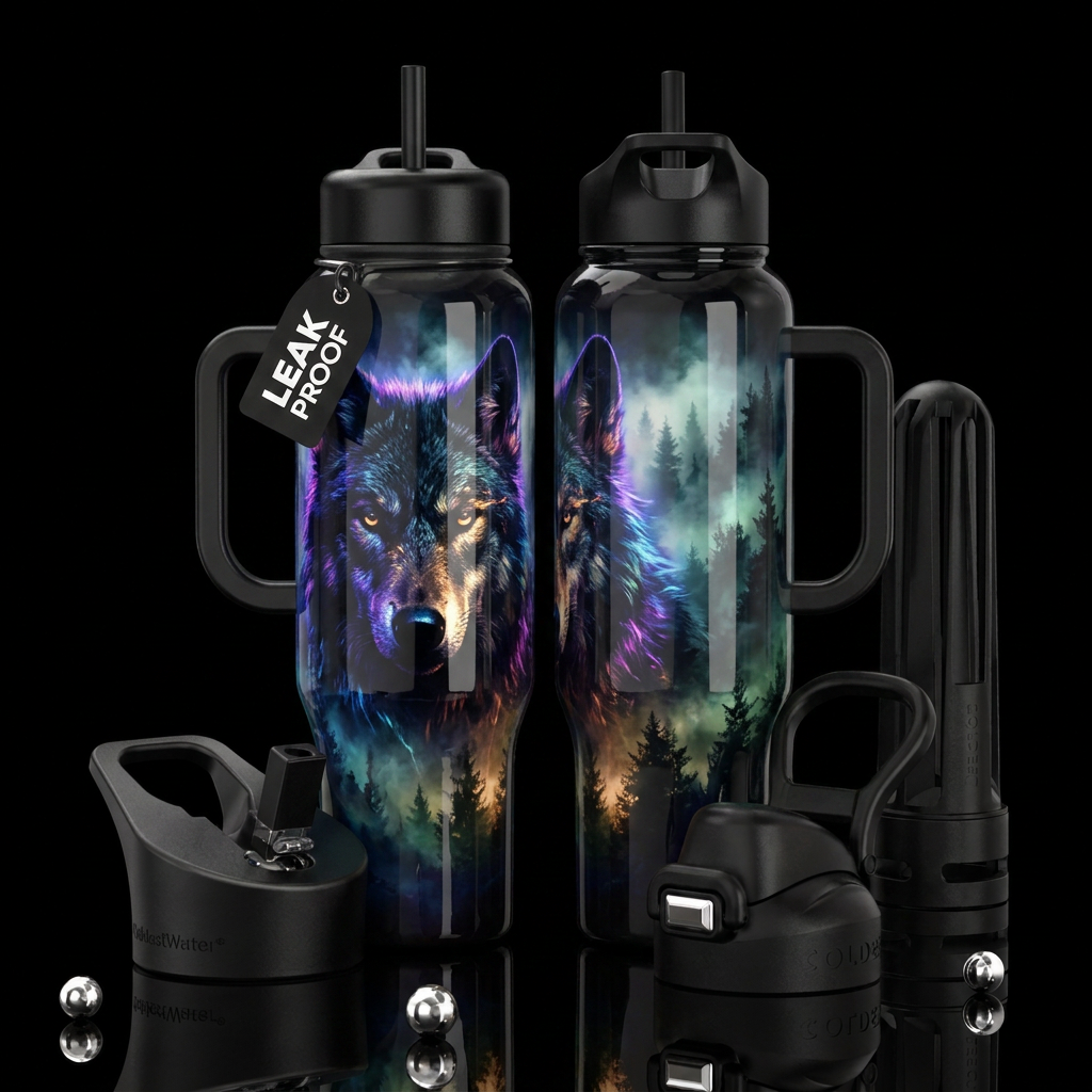 please show both the front and back of the bottle,... water bottle design