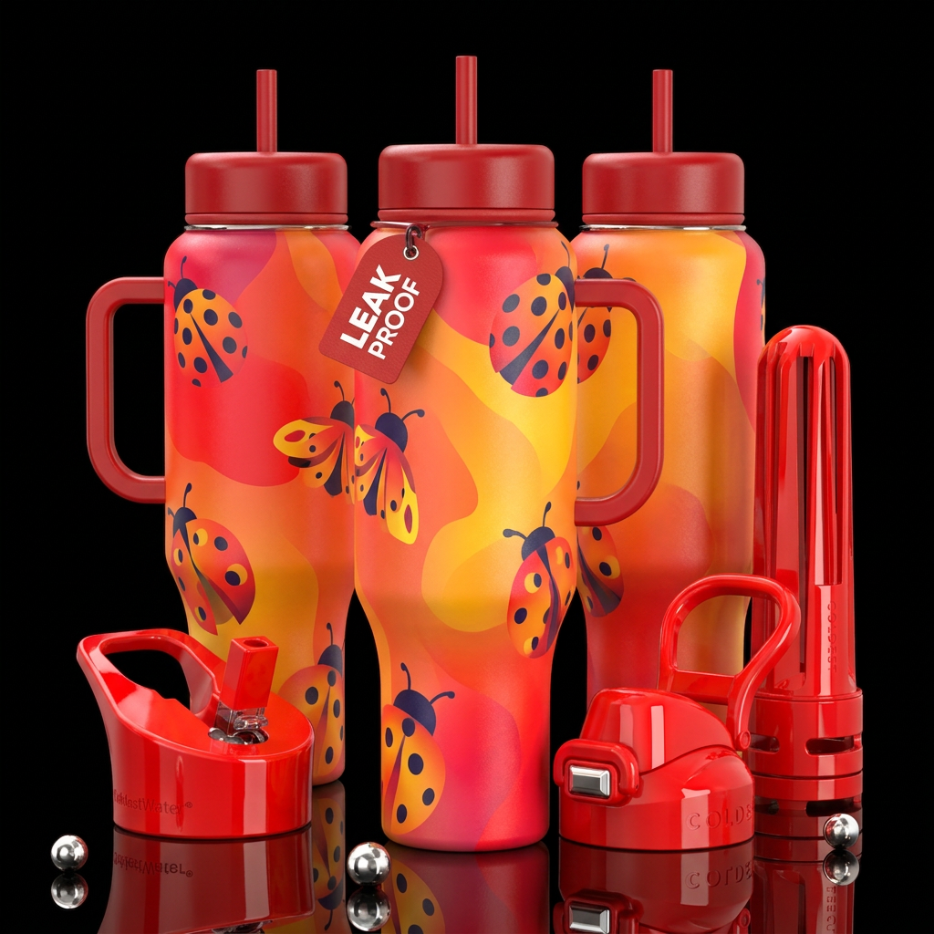 Ladybug Sun water bottle design