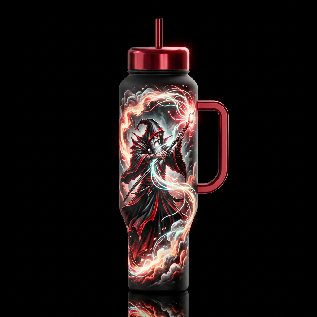 Red Wizard water bottle design