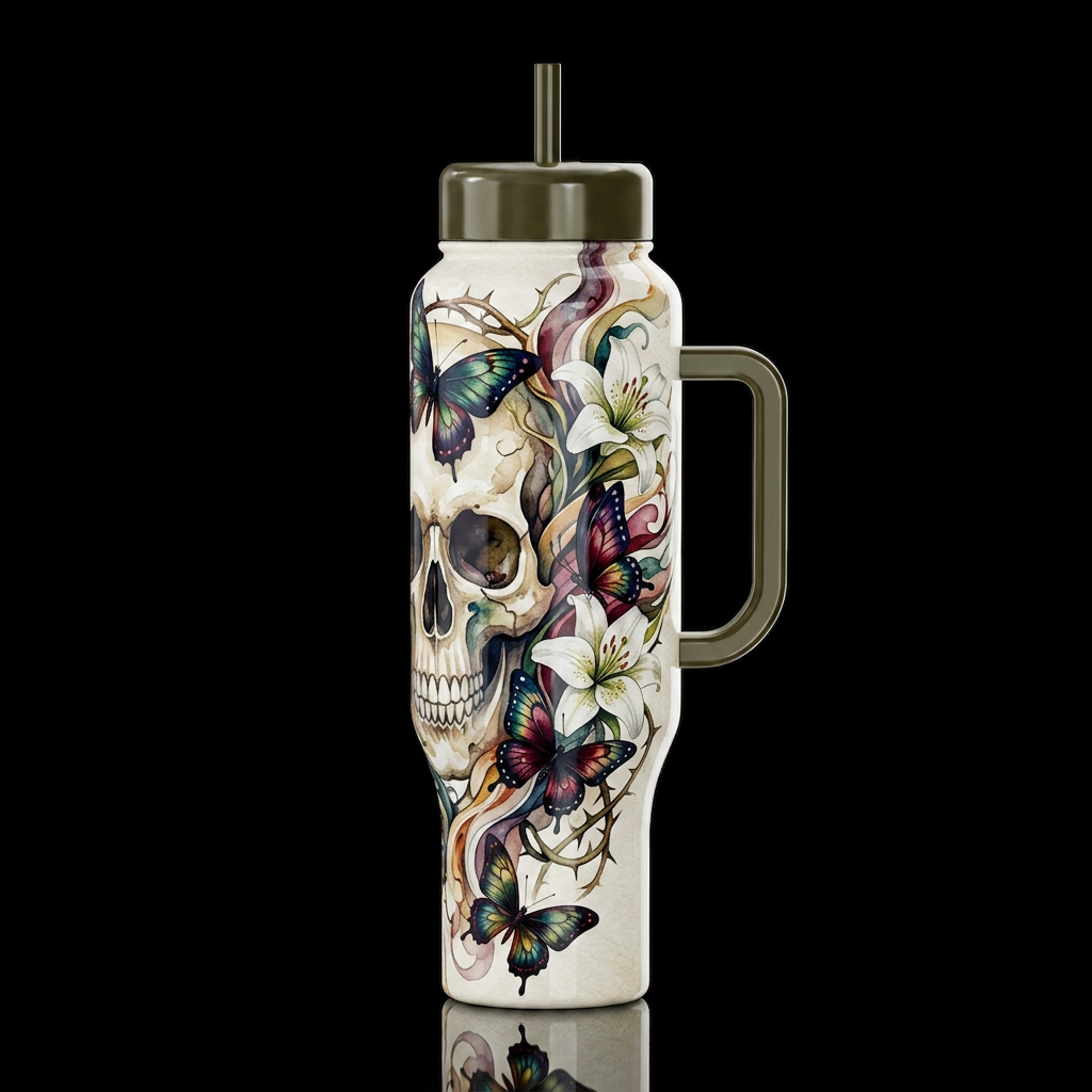 Butterflies and Lilies water bottle design