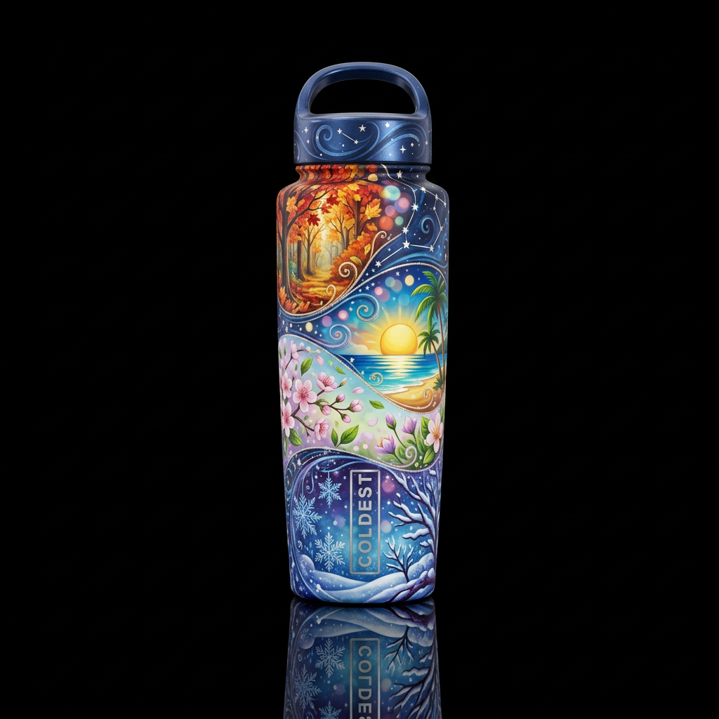 16K resolution, hyper-realistic, ultra-detailed te... water bottle design