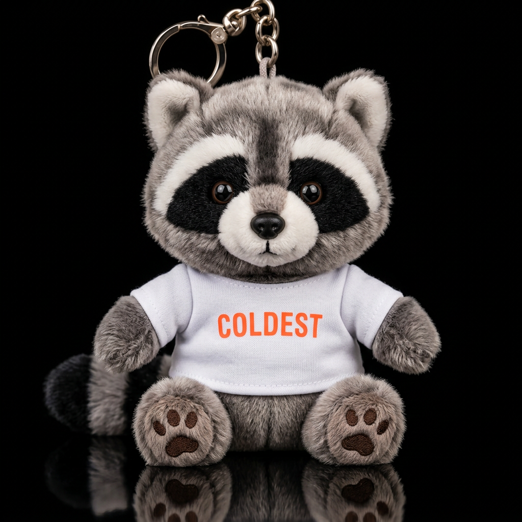 cute raccoon wearing a white Coldest t-shirt with ... water bottle design