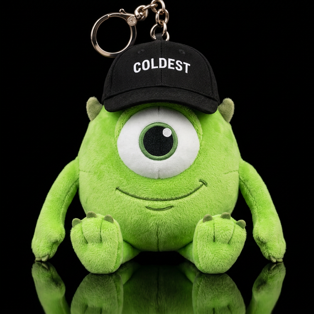 cute mike wazowski wearing a black Coldest hat no ... water bottle design