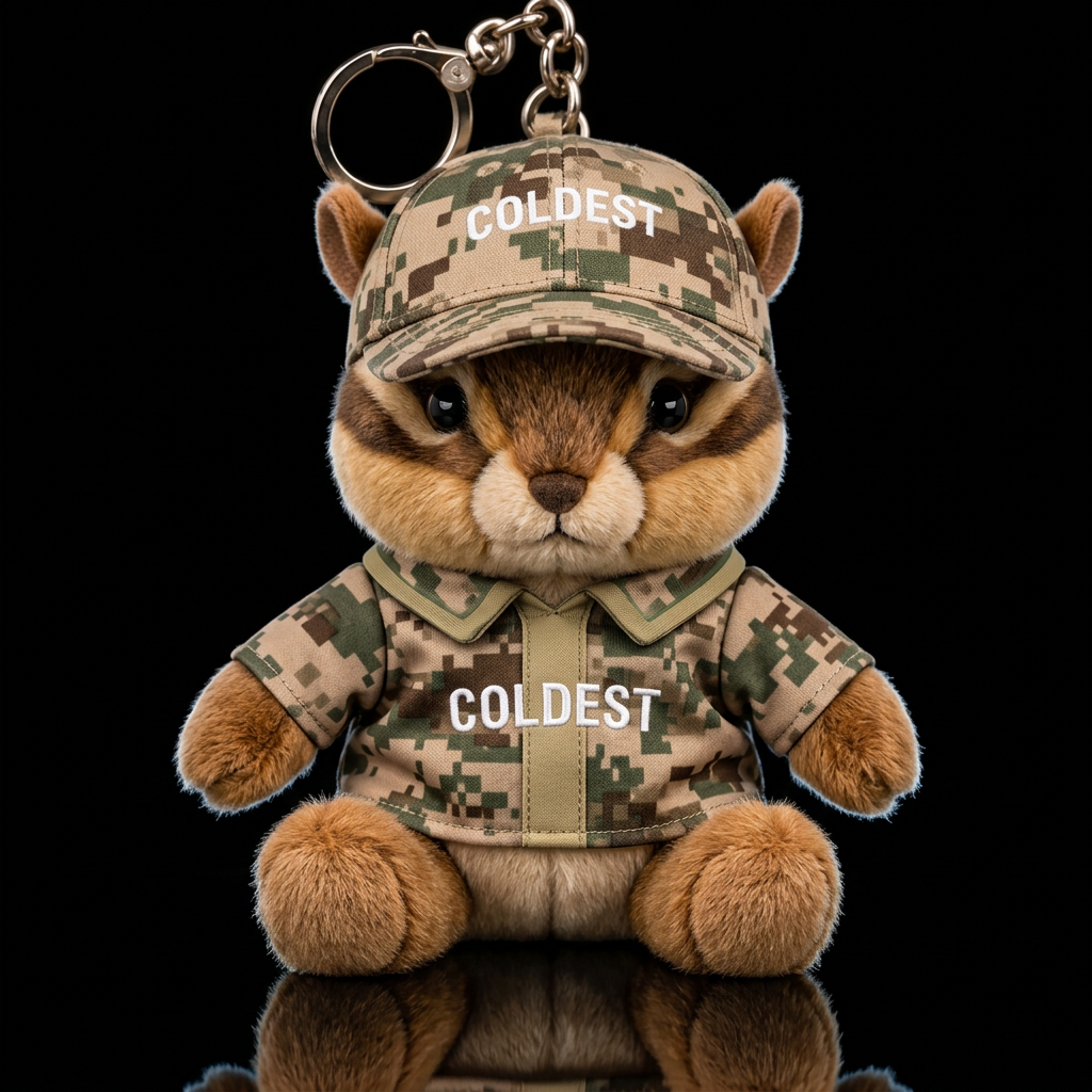 A cute chipmunk wearing a army digital camo sport ... water bottle design
