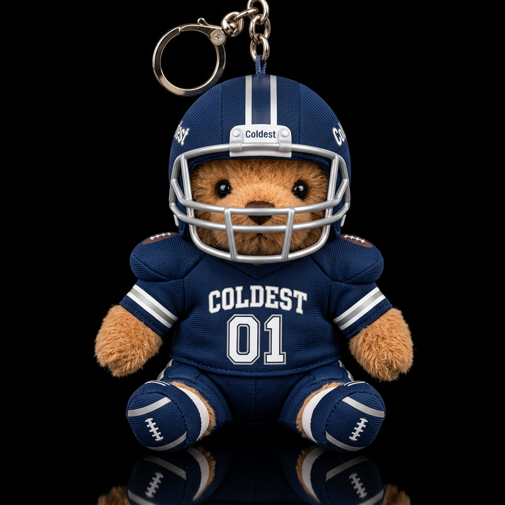 a cute football player wearing a helmet and the te... water bottle design