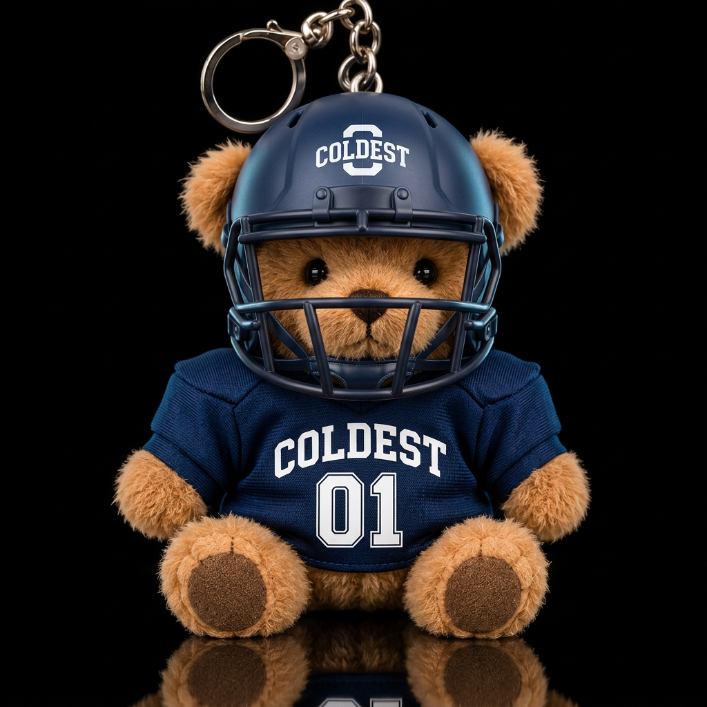a cute football player wearing a helmet and the te... water bottle design