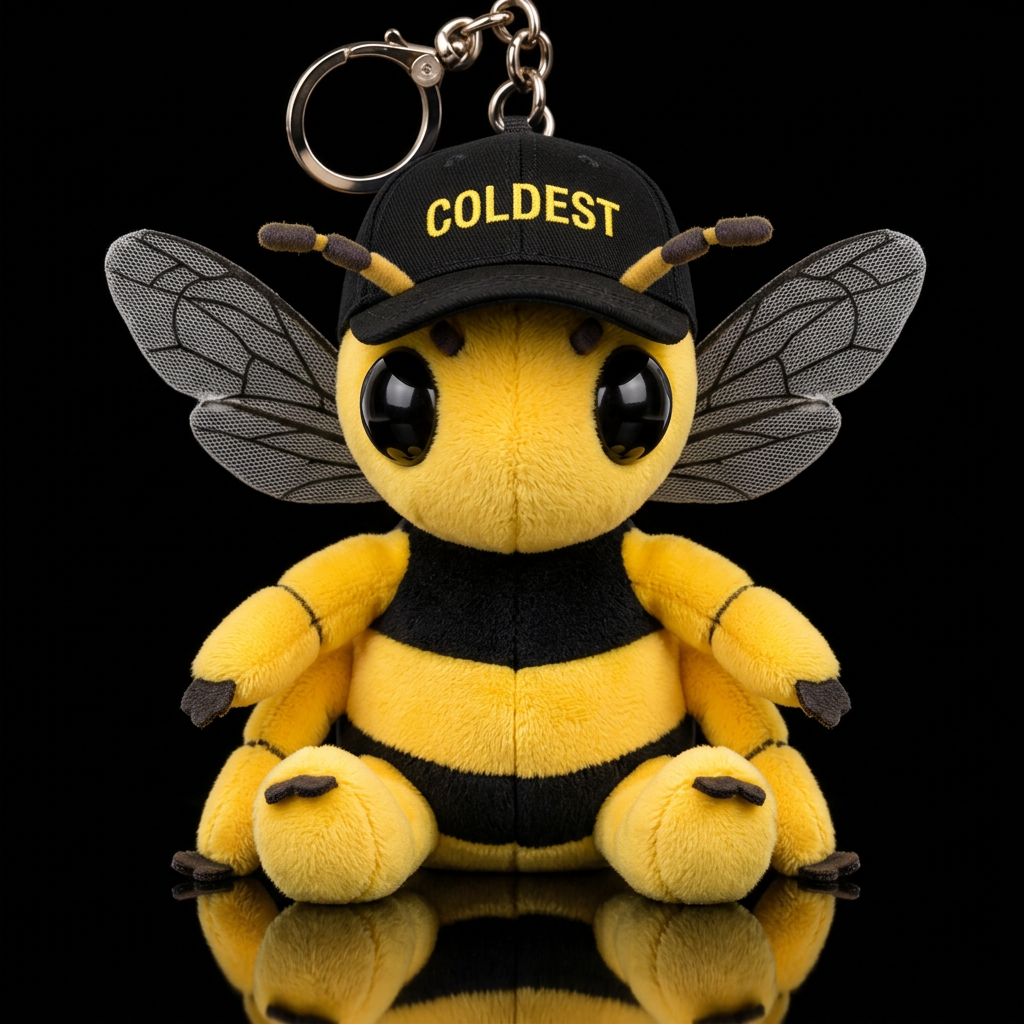 Wasp wearing a black Coldest hat with yellow writi... water bottle design