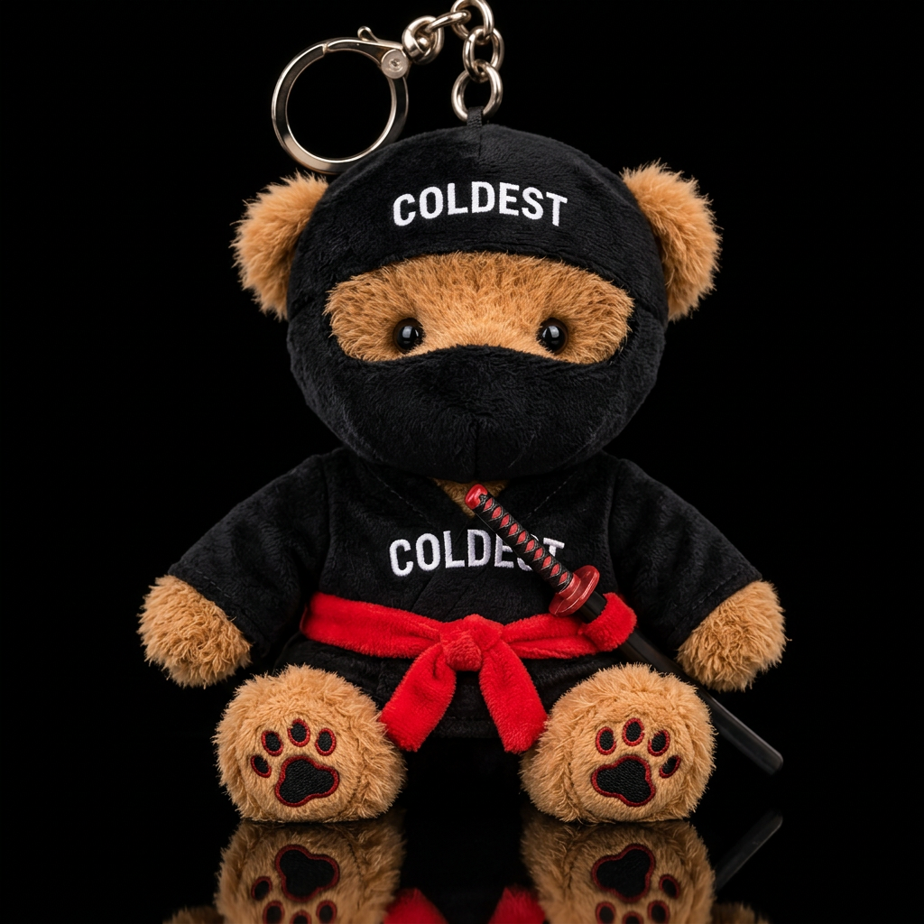 Cuddly Ninja Bear water bottle design