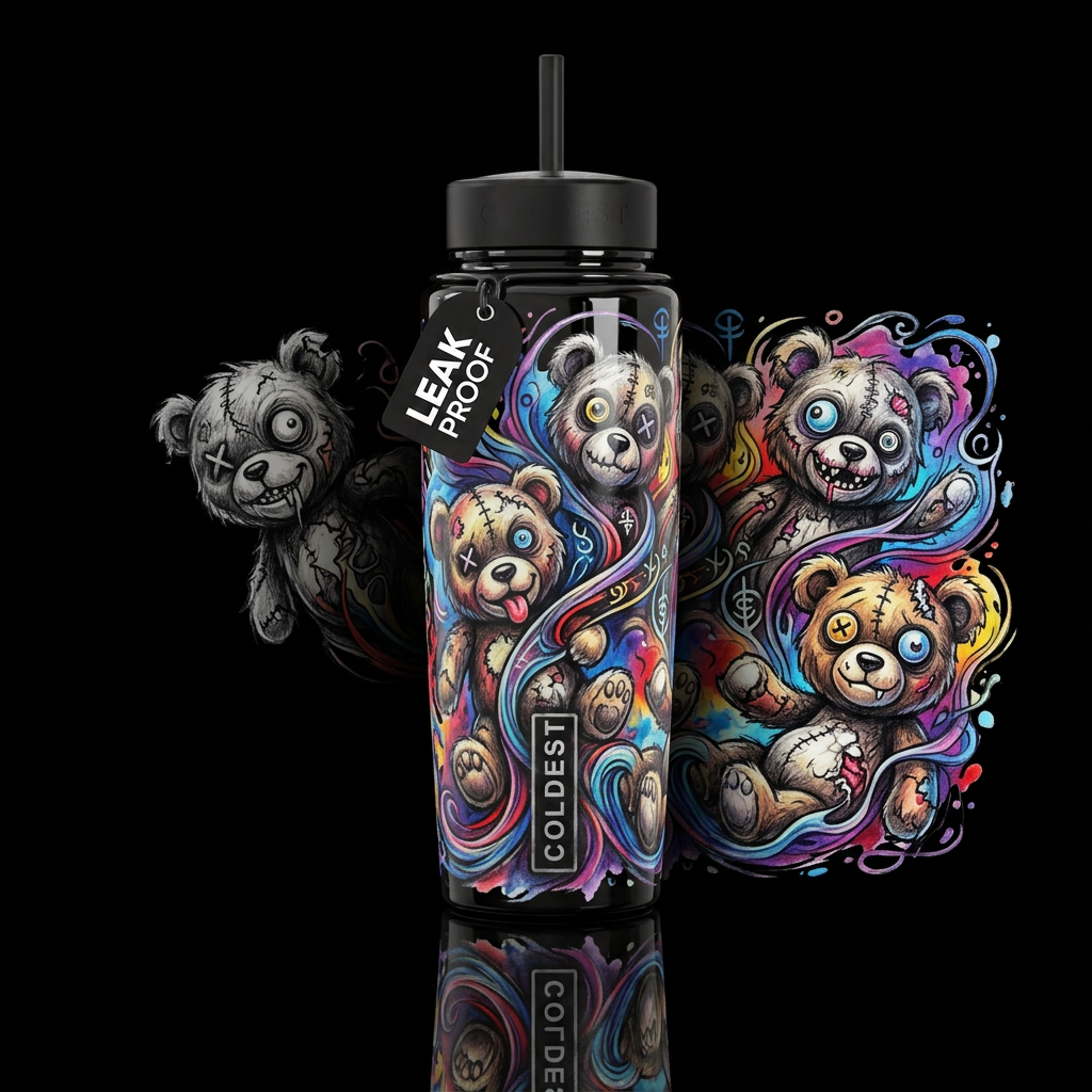 16K resolution, hyper-realistic, ultra-detailed te... water bottle design