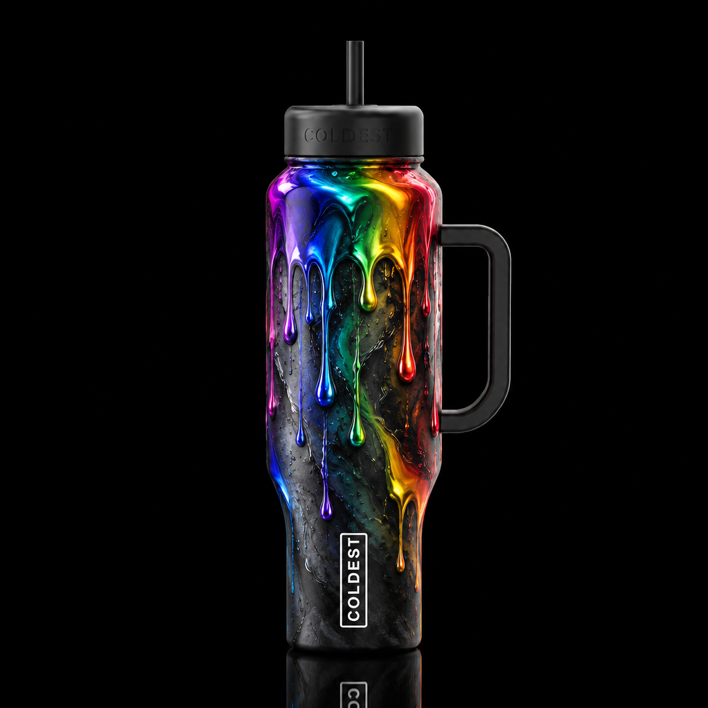 Colorful Fallout water bottle design