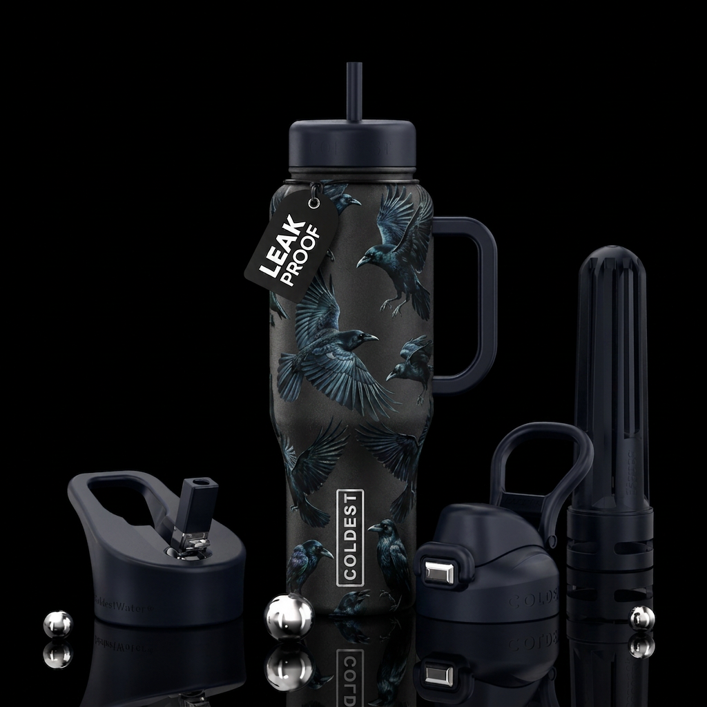 A murder of crows water bottle design