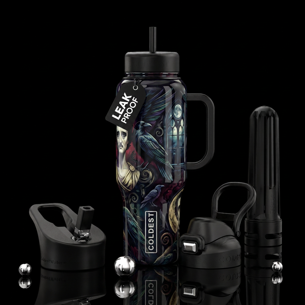 Edgar Allen Poe’s The Raven water bottle design