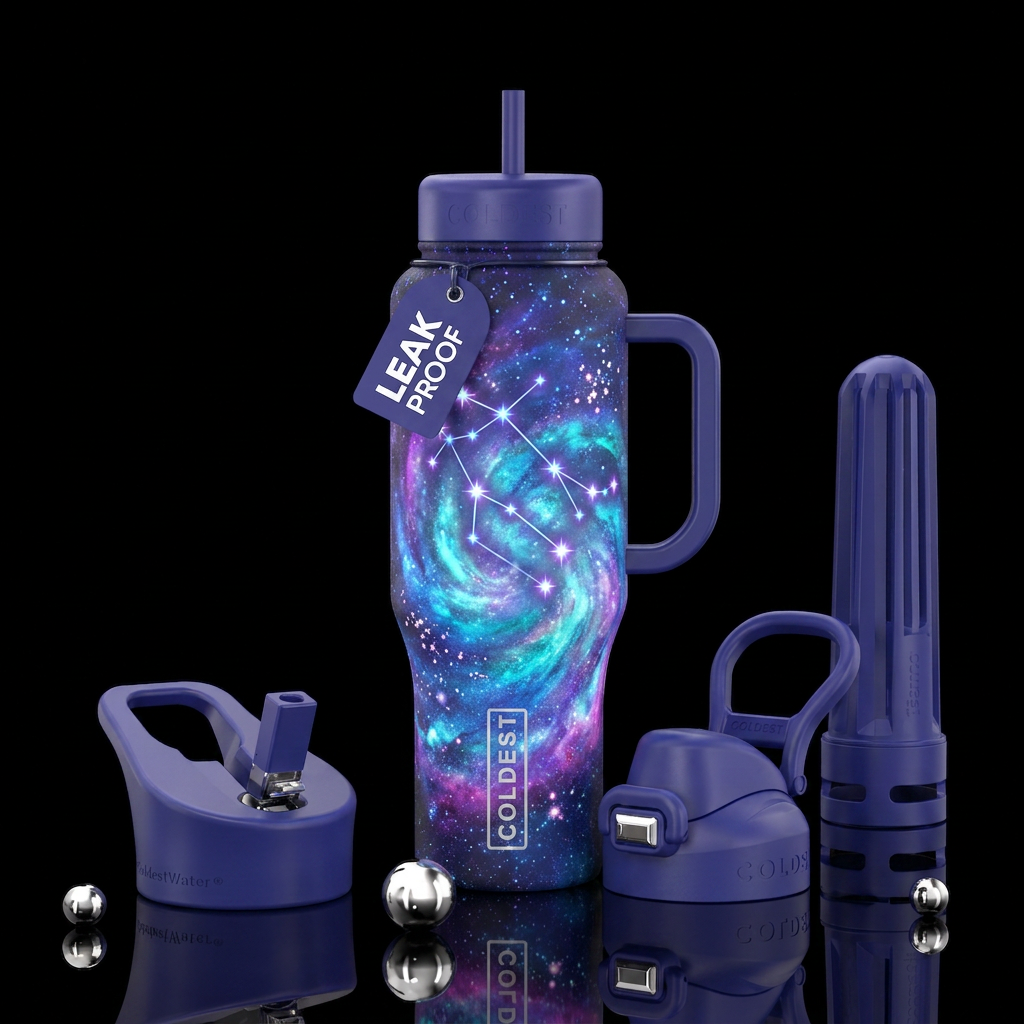 glowie, irridescent, Gemini zodiac constellation i... water bottle design